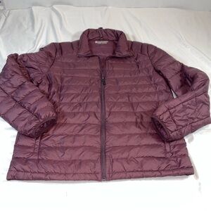 Heat Keep Burgundy Puffer Down Lightweight Jacket Packable